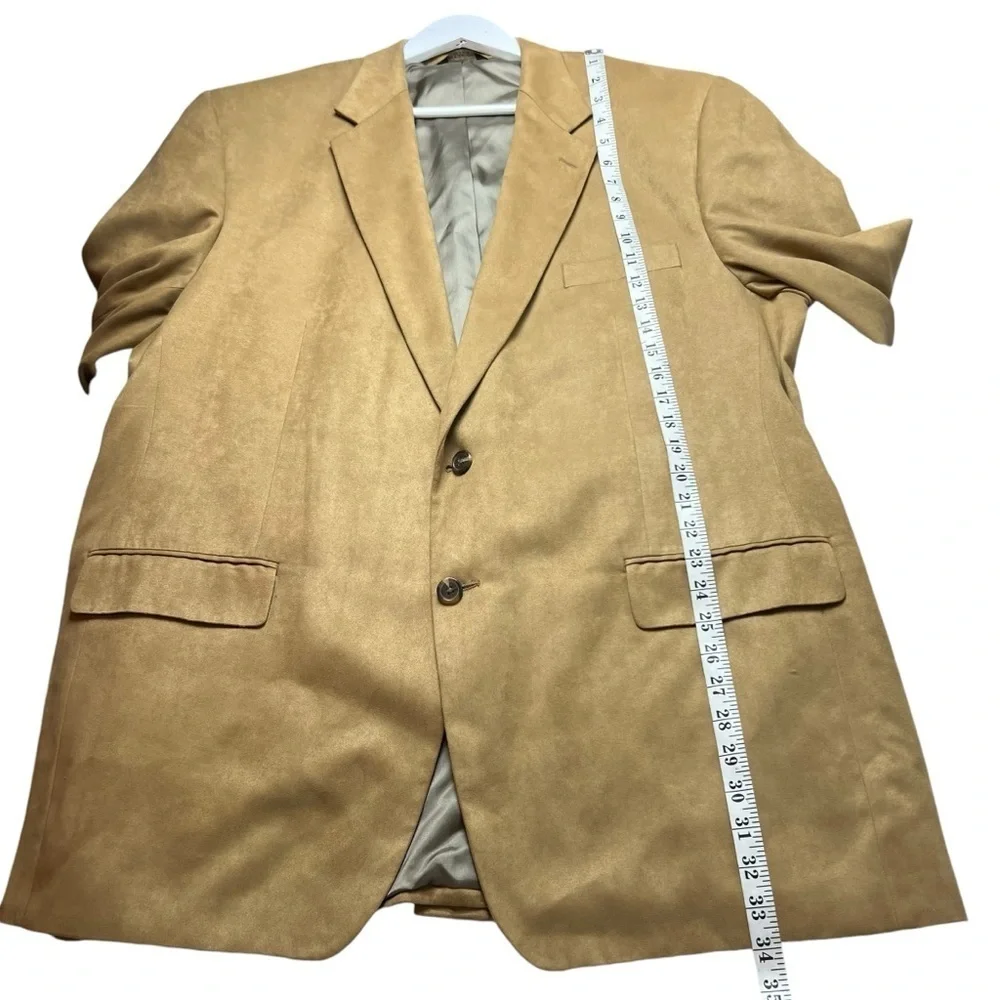 CHAPS Ralph Lauren Faux Suede Jacket Men’s Blazer Sports Suit Coat SZ 48L Tan